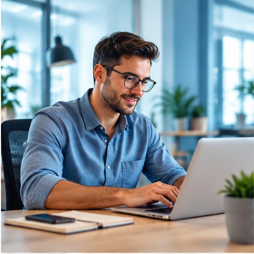 Profesional del marketing trabajando con IA